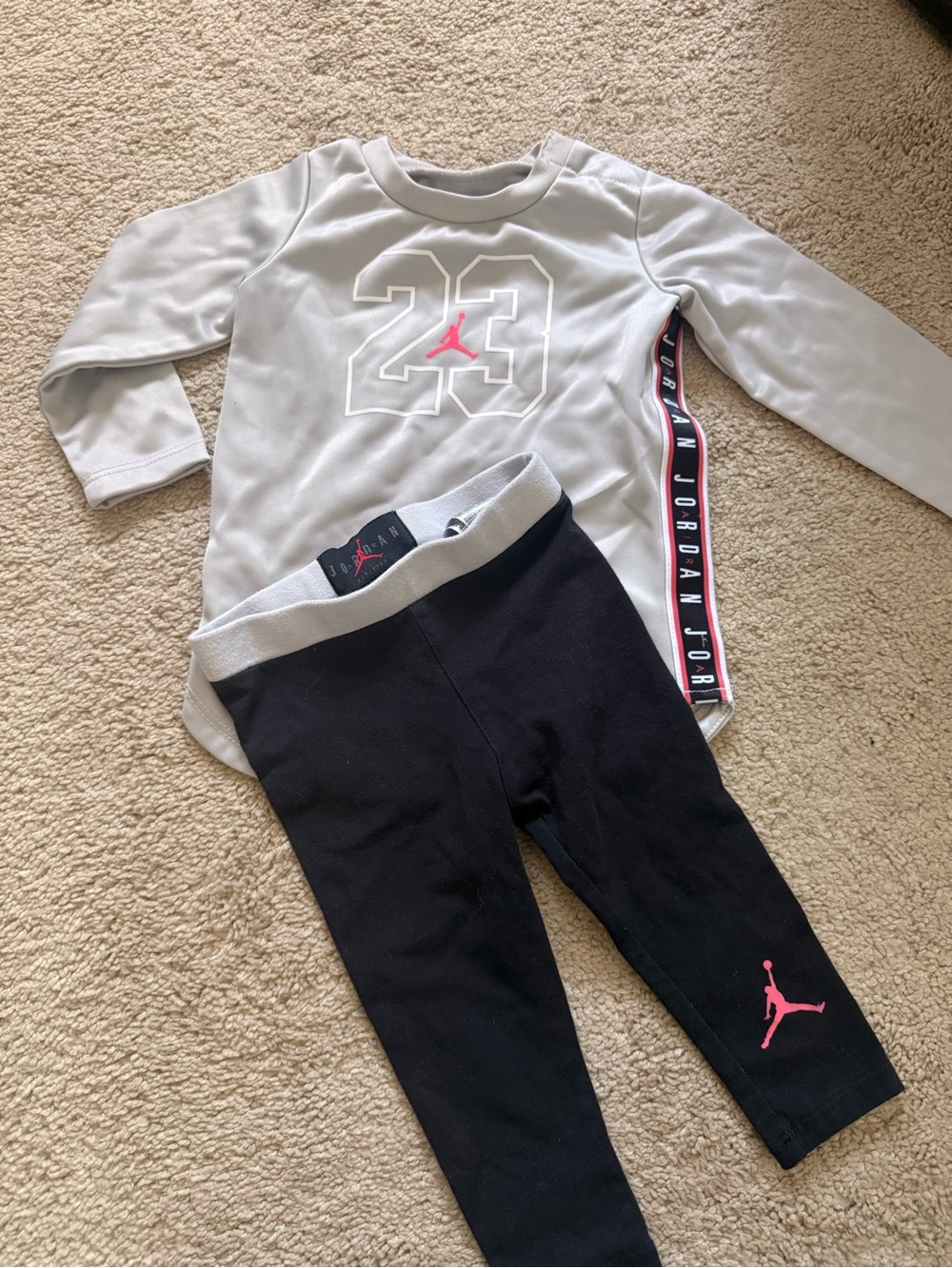 Jordan Kids Light Gray & black with Pink Jumpman